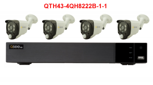 4 Channel AHD Security System with 4 1080p with White Light & PIR Cameras 1TB HDD (QTH43-4QH8222B-1)